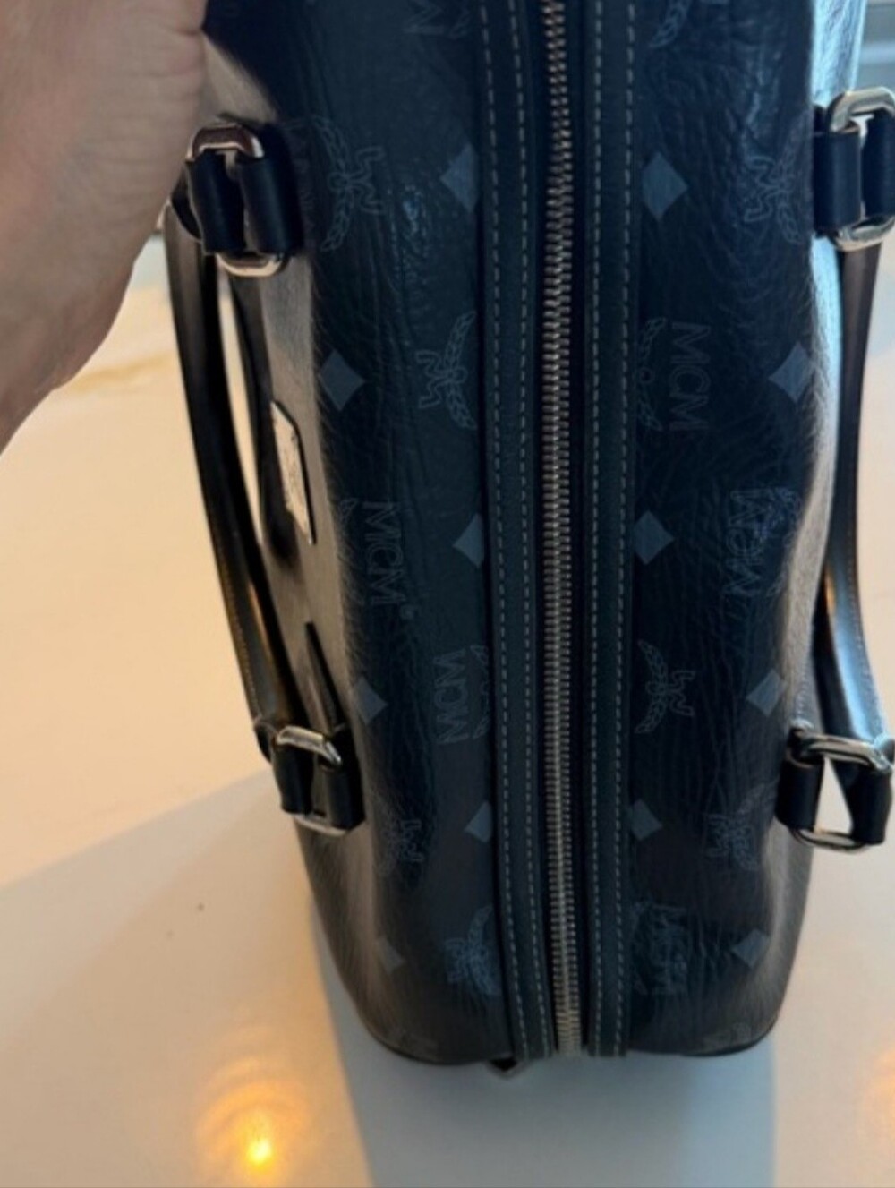 MCM Black Visetos Logo Satchel - Picture 3 of 9